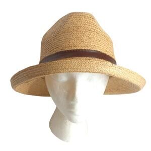 Vintage Lord & Taylor Straw Sun Hat Fedora Made In Italy